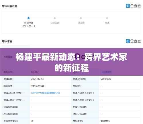 杨建平最新动态:跨界艺术家的新征程