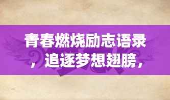 青春燃烧励志语录，追逐梦想翅膀，激发无限动力！