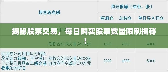 揭秘股票交易,每日购买股票数量限制揭秘!